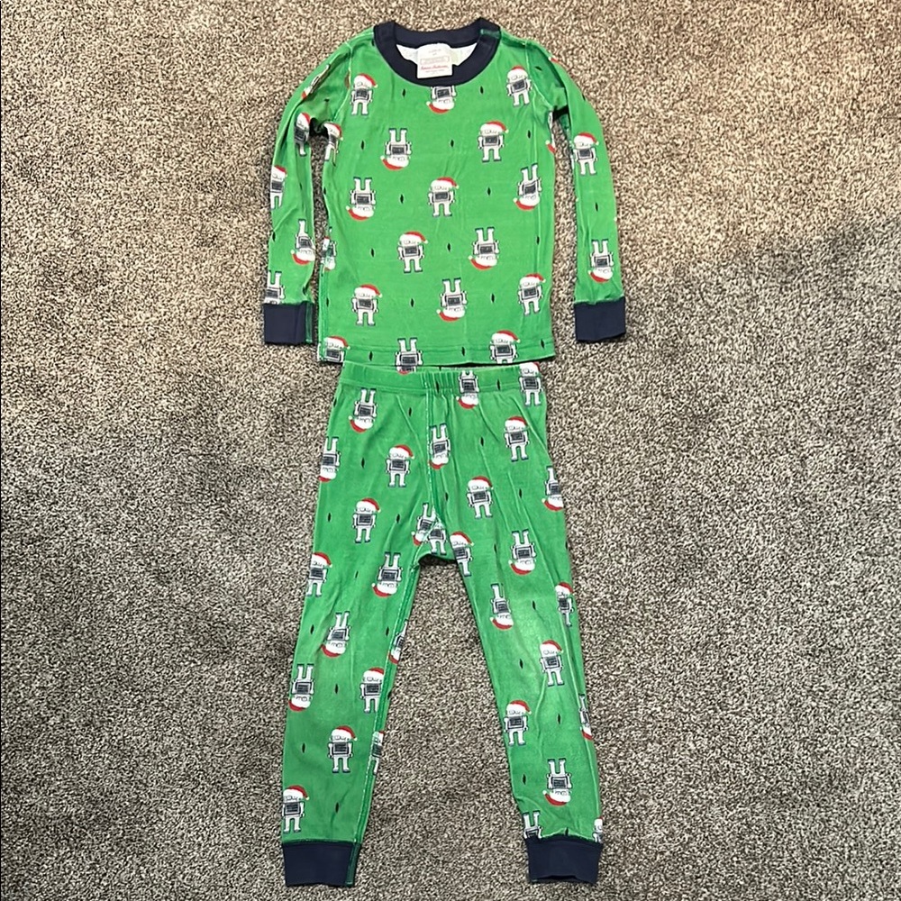 Hanna Andersson kids size 4 (100 cm) Green Sant Robot Pajamas